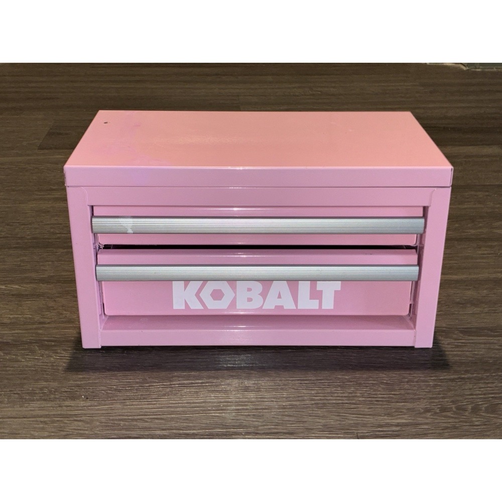 Kobalt Pink Metal Tool Box 2 Drawers With Handle Glossy Finish